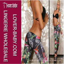 Legging apretado atractivo con flores impresas (L9465)